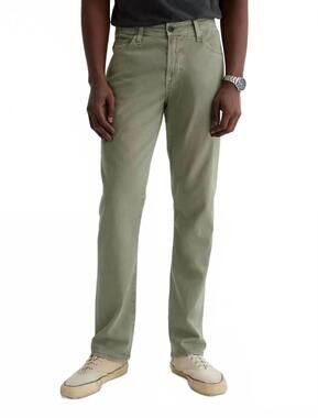 NEW AG JEANS men's everett linen slim straight pant in spruce green